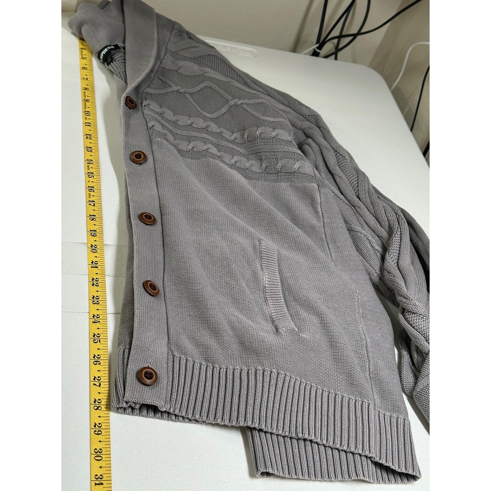 Express Sweater Mens‎ XL Tall Gray Shawl Collar Knit Cardigan Academia Preppy - Picture 8 of 8